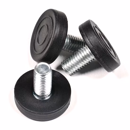 Pies de nivelación ajustables planos, cabeza lisa redonda de nailon de acero al carbono M8X20 8X25