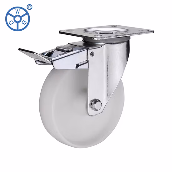 Wbd Transporte Europeo Ruedas Industriales Ruedas De Nylon Rueda Placa Superior Rueda Giratoria 3 4 5 6 8 Pulgadas Rueda Industriales con Freno